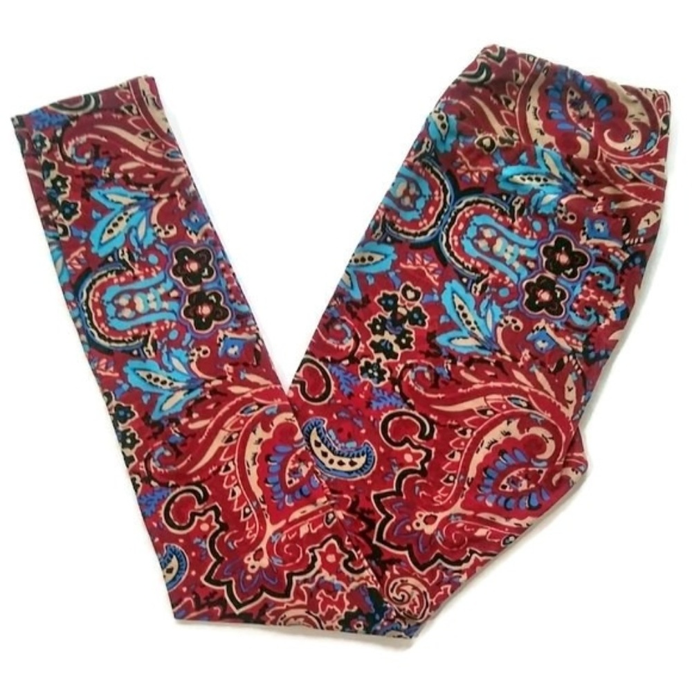 Lularoe OS leggings red and blue print